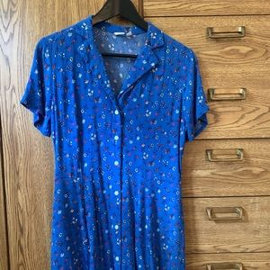 Gap collared, buttoned dress, floral, blues, dress up or down
